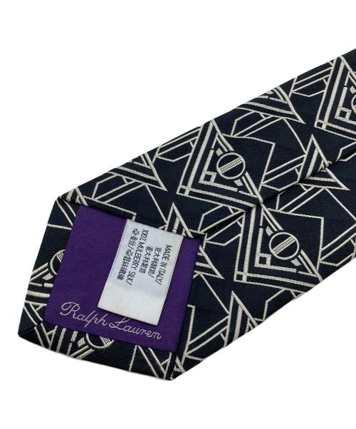 RALPH LAUREN Purple Label（ラルフ ローレン パープル レーベル）RALPH LAUREN Purple Label (ラルフ ローレン パープル レーベル) 幾何学模様シルクネクタイ ブラック サイズ:不明の古着・服飾アイテム