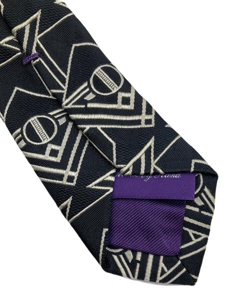 RALPH LAUREN Purple Label（ラルフ ローレン パープル レーベル）RALPH LAUREN Purple Label (ラルフ ローレン パープル レーベル) 幾何学模様シルクネクタイ ブラック サイズ:不明の古着・服飾アイテム