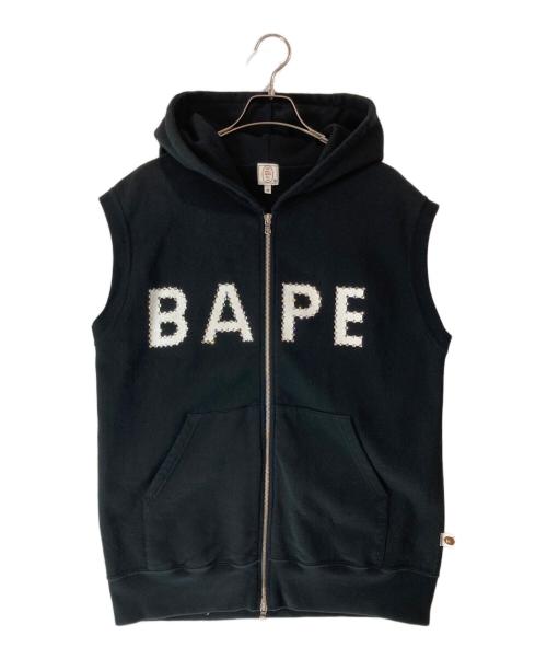 A BATHING APE（アベイシングエイプ）A BATHING APE (アベイシングエイプ) ラインストーン スリーブレスパーカー ブラック サイズ:Mの古着・服飾アイテム