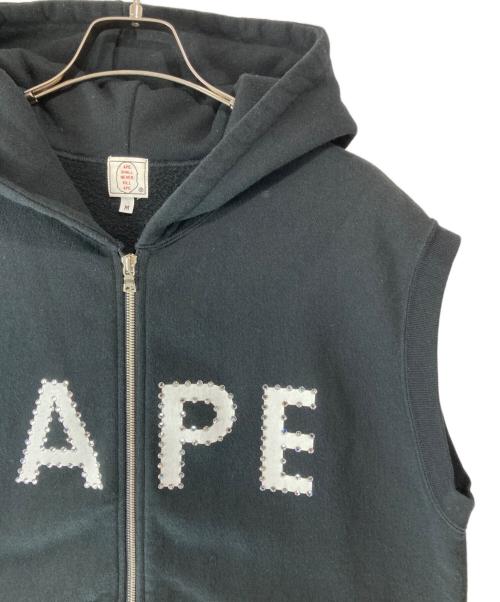 A BATHING APE（アベイシングエイプ）A BATHING APE (アベイシングエイプ) ラインストーン スリーブレスパーカー ブラック サイズ:Mの古着・服飾アイテム