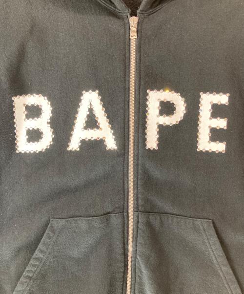 A BATHING APE（アベイシングエイプ）A BATHING APE (アベイシングエイプ) ラインストーン スリーブレスパーカー ブラック サイズ:Mの古着・服飾アイテム