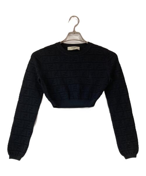 FENDI（フェンディ）FENDI (フェンディ) ズッカ柄クロップドニット ブラック サイズ:36の古着・服飾アイテム