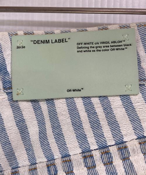 OFFWHITE（オフホワイト）OFFWHITE (オフホワイト) ストライプワイドレッグジーンズ ブルー サイズ:27の古着・服飾アイテム