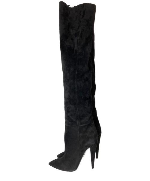 Saint Laurent Paris（サンローランパリ）Saint Laurent Paris (サンローランパリ) スウェードニーハイブーツ ブラック サイズ:36の古着・服飾アイテム
