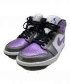 NIKEナイキ）の古着「Women's Air Jordan 1 Mid "Metallic Purple" ナイキ ウィメンズ エアジョーダン1 ミッド "メタリックパープル"」｜シルバー×パープル