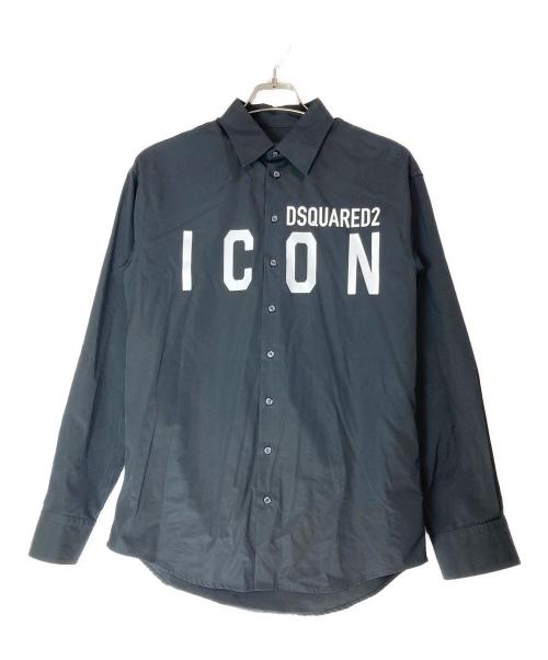 DSQUARED2（ディースクエアード）DSQUARED2 (ディースクエアード) ICON ロゴプリントシャツ ブラック サイズ:44の古着・服飾アイテム