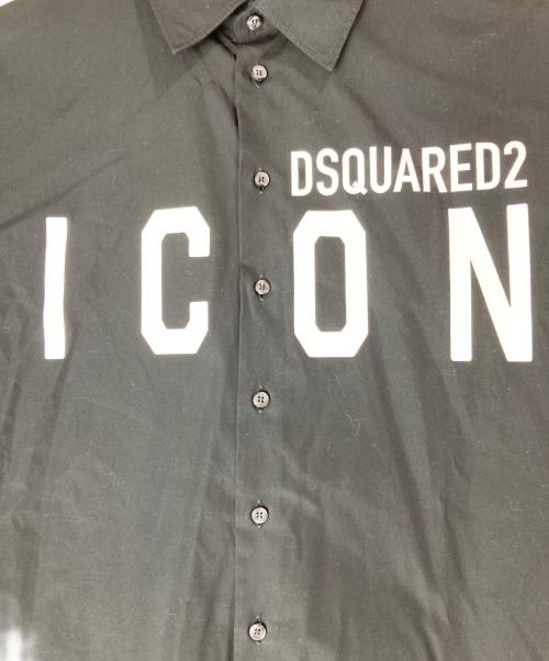DSQUARED2（ディースクエアード）DSQUARED2 (ディースクエアード) ICON ロゴプリントシャツ ブラック サイズ:44の古着・服飾アイテム