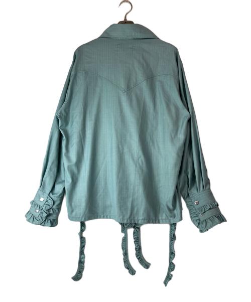 seyto（セイト）seyto (セイト) ロングフリルビッグカラーシャツ エメラルドグリーン サイズ:2の古着・服飾アイテム