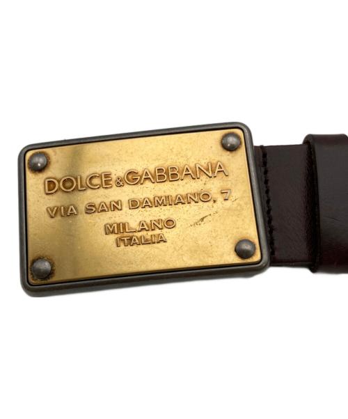 DOLCE & GABBANA（ドルチェ＆ガッバーナ）DOLCE & GABBANA (ドルチェ＆ガッバーナ) スクエアロゴバックルレザーベルト ブラウンの古着・服飾アイテム