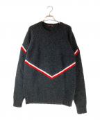 MONCLERモンクレール）の古着「トリコロールラインクルーネックニット」｜ネイビー