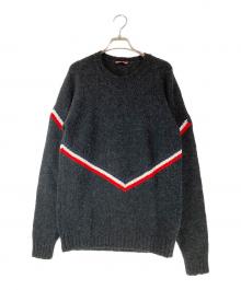 MONCLER（モンクレール）の古着「トリコロールラインクルーネックニット」｜ネイビー