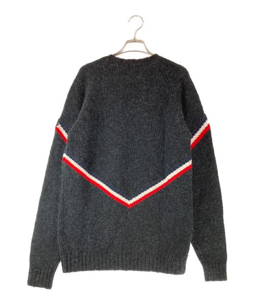 MONCLER（モンクレール）MONCLER (モンクレール) トリコロールラインクルーネックニット ネイビー サイズ:Ｌの古着・服飾アイテム