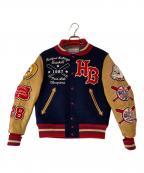 whitesvilleホワイツビル）の古着「スタジャン」｜ネイビー×ブラウン