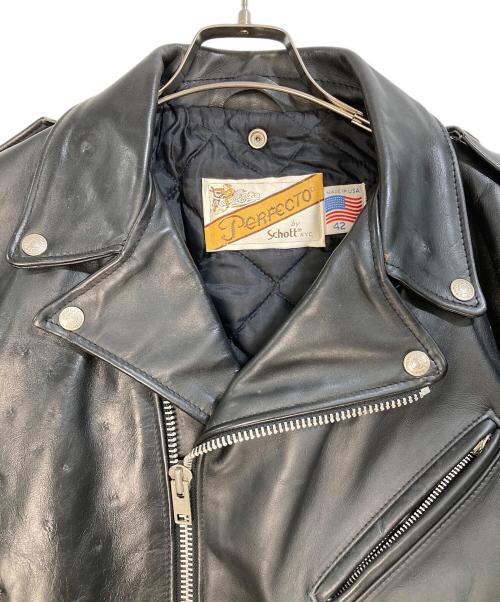 Schott（ショット）Schott (ショット) ダブルライダースジャケット ブラック サイズ:42の古着・服飾アイテム