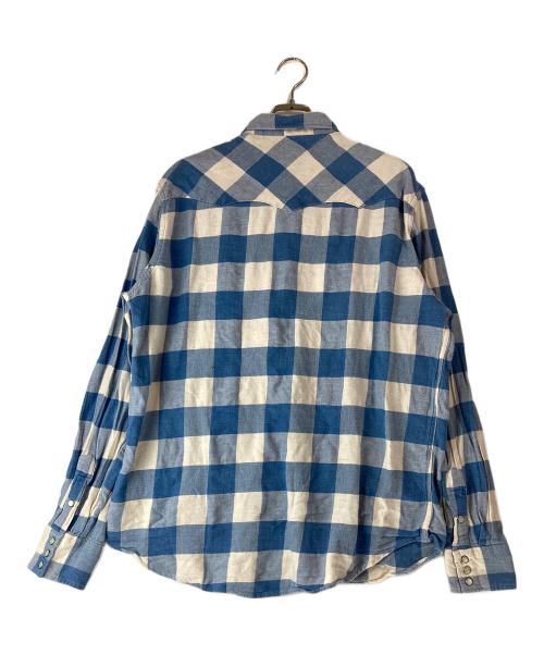 RRL（ダブルアールエル）RRL (ダブルアールエル) スリムフィット チェック ツイル ウエスタンシャツ ブルー サイズ:SIZE XLの古着・服飾アイテム
