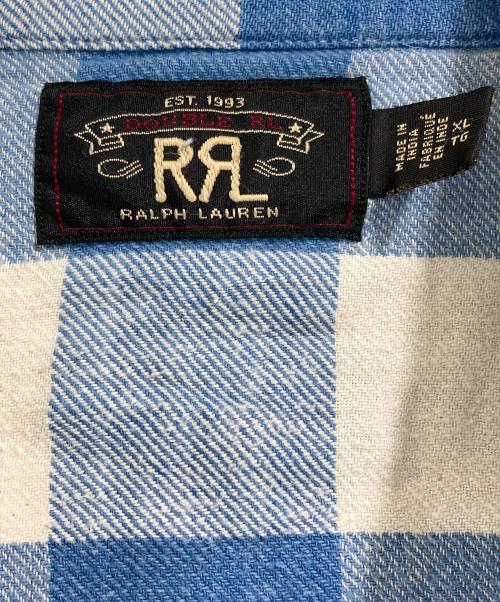 RRL（ダブルアールエル）RRL (ダブルアールエル) スリムフィット チェック ツイル ウエスタンシャツ ブルー サイズ:SIZE XLの古着・服飾アイテム