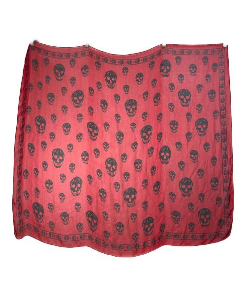 ALEXANDER McQUEEN（アレキサンダーマックイーン）ALEXANDER McQUEEN (アレキサンダーマックイーン) スカル柄シルクスカルスカーフ レッドの古着・服飾アイテム