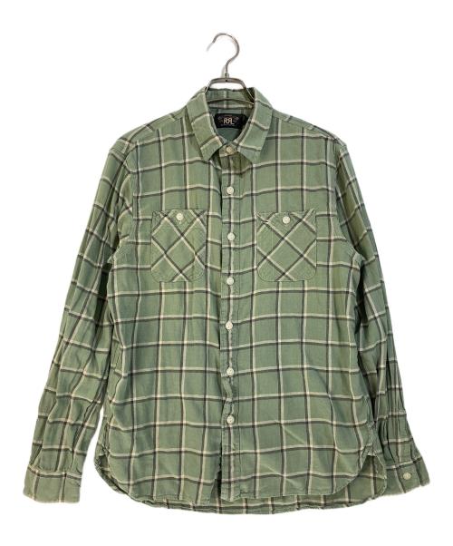 RRL（ダブルアールエル）RRL (ダブルアールエル) リネン混チェックネルシャツ グリーン サイズ:Lの古着・服飾アイテム