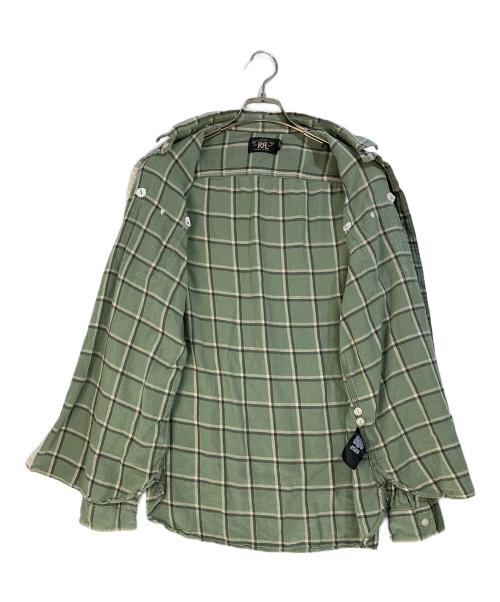 RRL（ダブルアールエル）RRL (ダブルアールエル) リネン混チェックネルシャツ グリーン サイズ:Lの古着・服飾アイテム