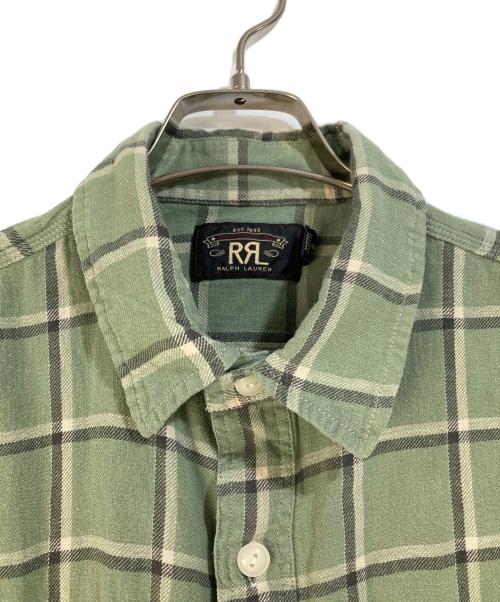 RRL（ダブルアールエル）RRL (ダブルアールエル) リネン混チェックネルシャツ グリーン サイズ:Lの古着・服飾アイテム