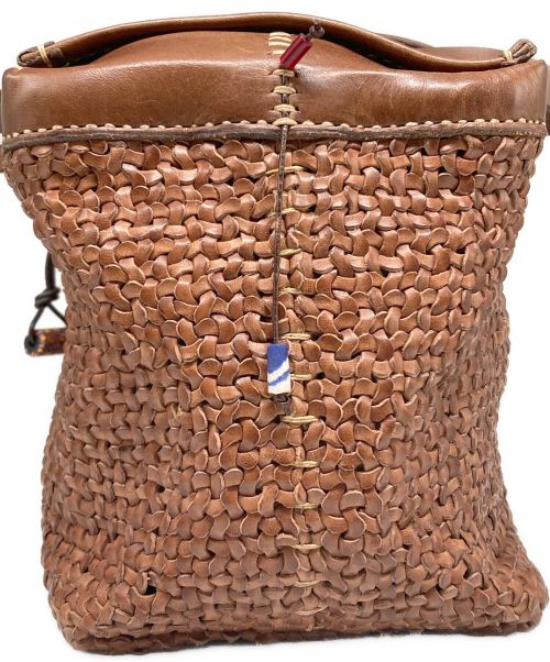 HENRY CUIR（アンリークイール）HENRY CUIR (アンリークイール) mina perhonen (ミナ ペルホネン) レザーカゴハンドバッグ ブラウンの古着・服飾アイテム