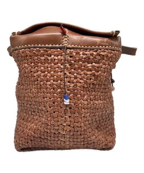 HENRY CUIR（アンリークイール）HENRY CUIR (アンリークイール) mina perhonen (ミナ ペルホネン) レザーカゴハンドバッグ ブラウンの古着・服飾アイテム