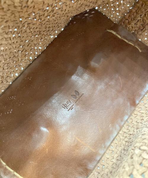 HENRY CUIR（アンリークイール）HENRY CUIR (アンリークイール) mina perhonen (ミナ ペルホネン) レザーカゴハンドバッグ ブラウンの古着・服飾アイテム