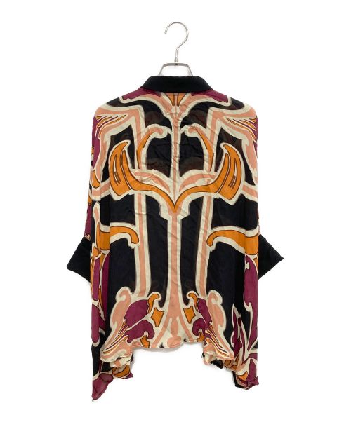 GUCCI（グッチ）GUCCI (グッチ) 総柄シルクブラウス ブラック×オレンジ サイズ:38の古着・服飾アイテム