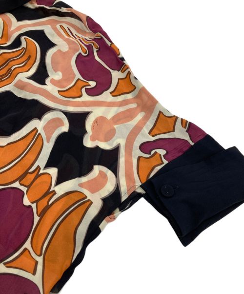 GUCCI（グッチ）GUCCI (グッチ) 総柄シルクブラウス ブラック×オレンジ サイズ:38の古着・服飾アイテム