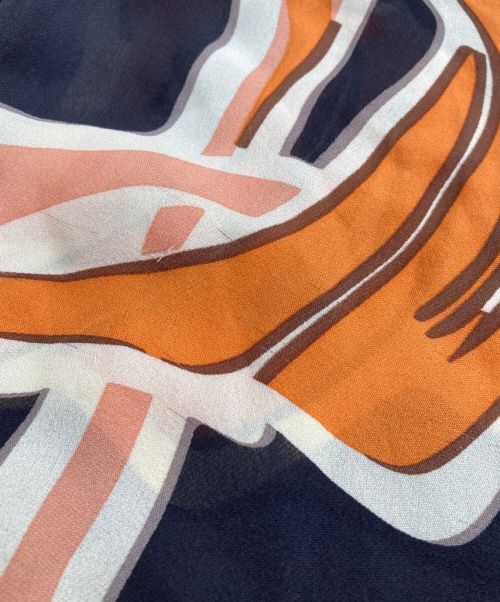 GUCCI（グッチ）GUCCI (グッチ) 総柄シルクブラウス ブラック×オレンジ サイズ:38の古着・服飾アイテム