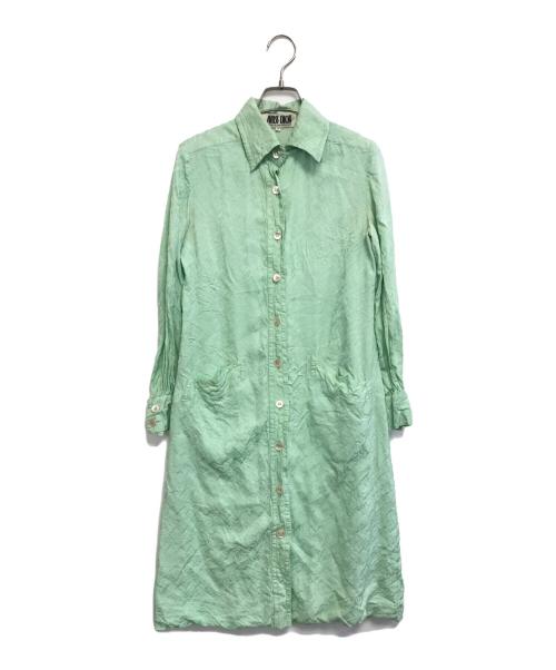 MISS Dior（ミスディオール）MISS Dior (ミスディオール) 総柄シルクワンピース 黄緑 サイズ:9の古着・服飾アイテム