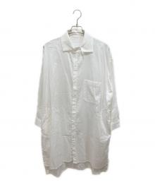 Y's（ワイズ）の古着「TWILL FLAP COLLAR LONG BLOUSE」｜ホワイト