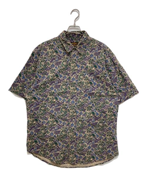 Eddie Bauer（エディーバウアー）Eddie Bauer (エディーバウアー) ボタニカル柄半袖シャツ パープル×グリーン サイズ:Lの古着・服飾アイテム