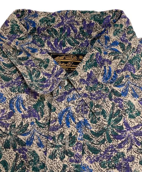 Eddie Bauer（エディーバウアー）Eddie Bauer (エディーバウアー) ボタニカル柄半袖シャツ パープル×グリーン サイズ:Lの古着・服飾アイテム