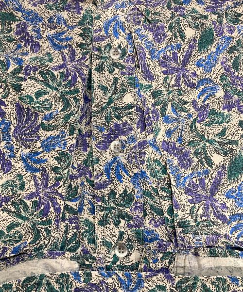 Eddie Bauer（エディーバウアー）Eddie Bauer (エディーバウアー) ボタニカル柄半袖シャツ パープル×グリーン サイズ:Lの古着・服飾アイテム