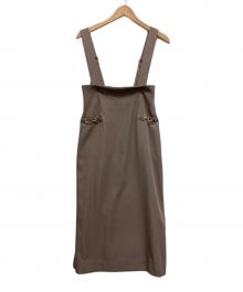 Swingle（スウィングル）の古着「サスペンダー付きサイドビットタイトスカート」｜モカ