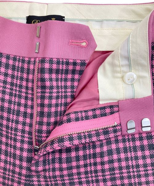 DRAWER（ドゥロワー）DRAWER (ドゥロワー) ウールピンクチェックベーシックパンツ ピンク サイズ:36の古着・服飾アイテム