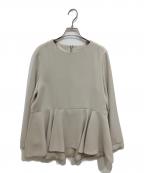 icBアイシービー）の古着「ライトダブルクロスペプラムブラウス」｜ベージュ