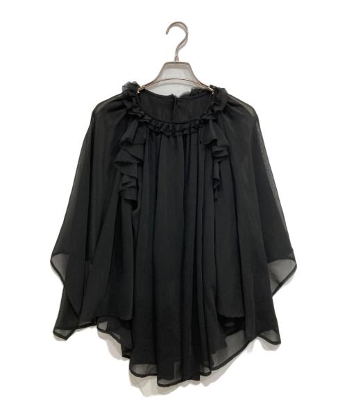 L'AUBE BLANC（ローブ ブラン）L'AUBE BLANC (ローブブラン) Ruffle chiffon Blouse ブラック サイズ:Freeの古着・服飾アイテム