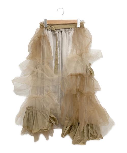 MAISON SPECIAL（メゾンスペシャル）MAISON SPECIAL (メゾンスペシャル) Raffle Tulle Layered Wrap Skirt ベージュ サイズ:Mの古着・服飾アイテム