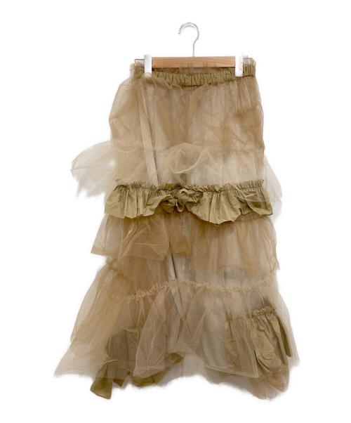 MAISON SPECIAL（メゾンスペシャル）MAISON SPECIAL (メゾンスペシャル) Raffle Tulle Layered Wrap Skirt ベージュ サイズ:Mの古着・服飾アイテム