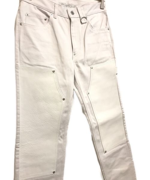 JOHN LAWRENCE SULLIVAN（ジョン ローレンス サリバン）JOHN LAWRENCE SULLIVAN (ジョン ローレンス サリバン) LEATHER PATCH DENIM ホワイト サイズ:44の古着・服飾アイテム