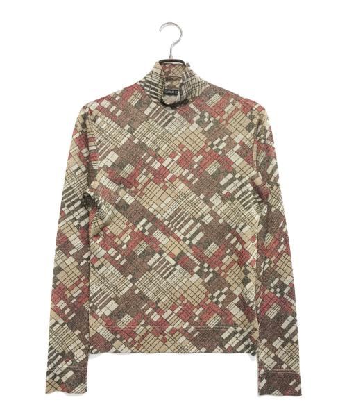 YOSHIYUKI KONISHI（ヨシユキコニシ）YOSHIYUKI KONISHI (ヨシユキコニシ) 総柄ラメカットソー ベージュ サイズ:39の古着・服飾アイテム