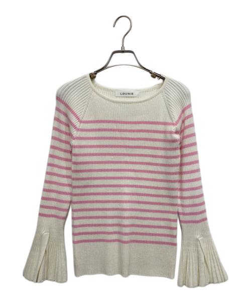 LOUNIE（ルーニー）LOUNIE (ルーニー) ボーダーリブニットプルオーバー ピンク サイズ:Fの古着・服飾アイテム