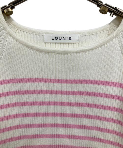 LOUNIE（ルーニー）LOUNIE (ルーニー) ボーダーリブニットプルオーバー ピンク サイズ:Fの古着・服飾アイテム
