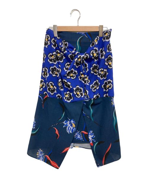 PAUL SMITH（ポールスミス）Paul Smith (ポールスミス) アシンメトリー花柄ラップスカート ブルー サイズ:40の古着・服飾アイテム