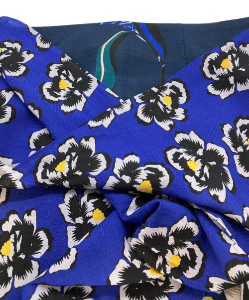 PAUL SMITH（ポールスミス）Paul Smith (ポールスミス) アシンメトリー花柄ラップスカート ブルー サイズ:40の古着・服飾アイテム