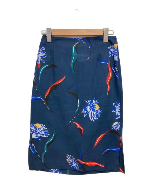 PAUL SMITH（ポールスミス）Paul Smith (ポールスミス) アシンメトリー花柄ラップスカート ブルー サイズ:40の古着・服飾アイテム