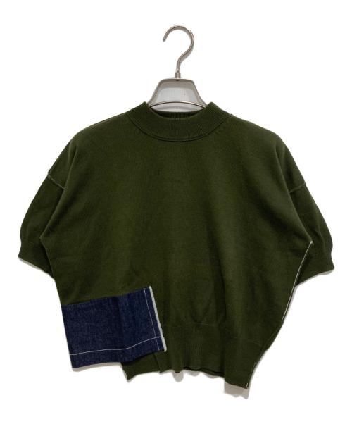 Y's（ワイズ）Y's (ワイズ) デニム装飾半袖ニット グリーン サイズ:Sの古着・服飾アイテム