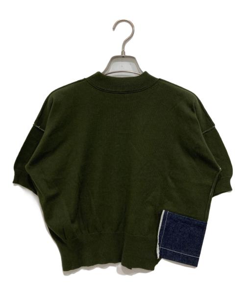Y's（ワイズ）Y's (ワイズ) デニム装飾半袖ニット グリーン サイズ:Sの古着・服飾アイテム